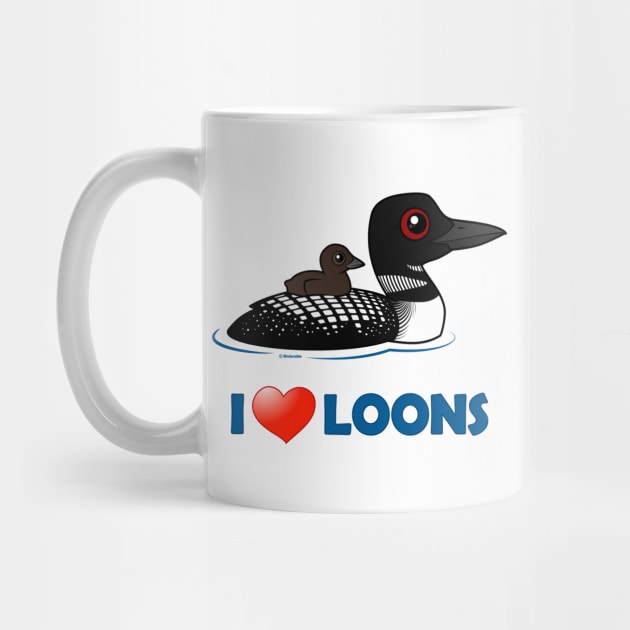 Cute Cartoon I Love Loons by birdorable